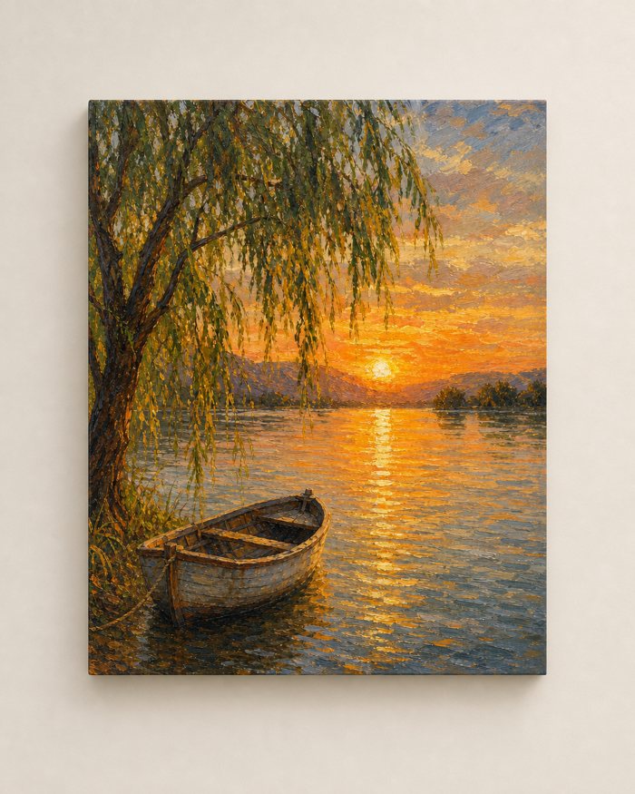 Rowboat at Sundown canvas