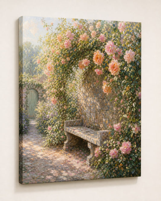 Rose Arbor Bench Canvas, image 1