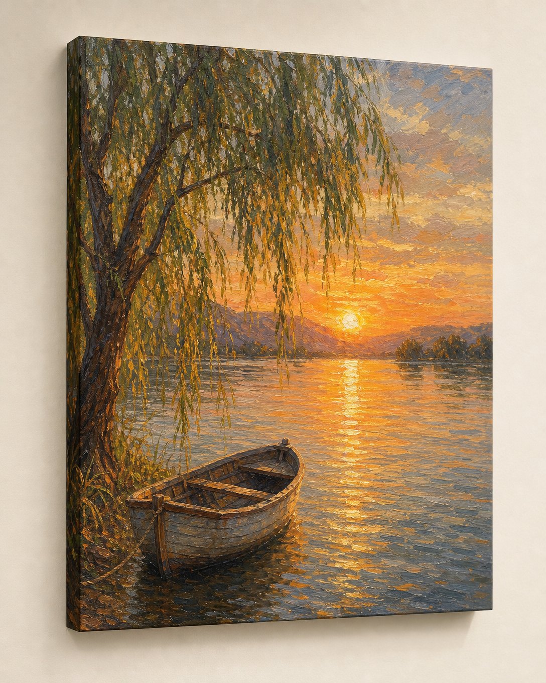 Rowboat at Sundown Canvas, image 1