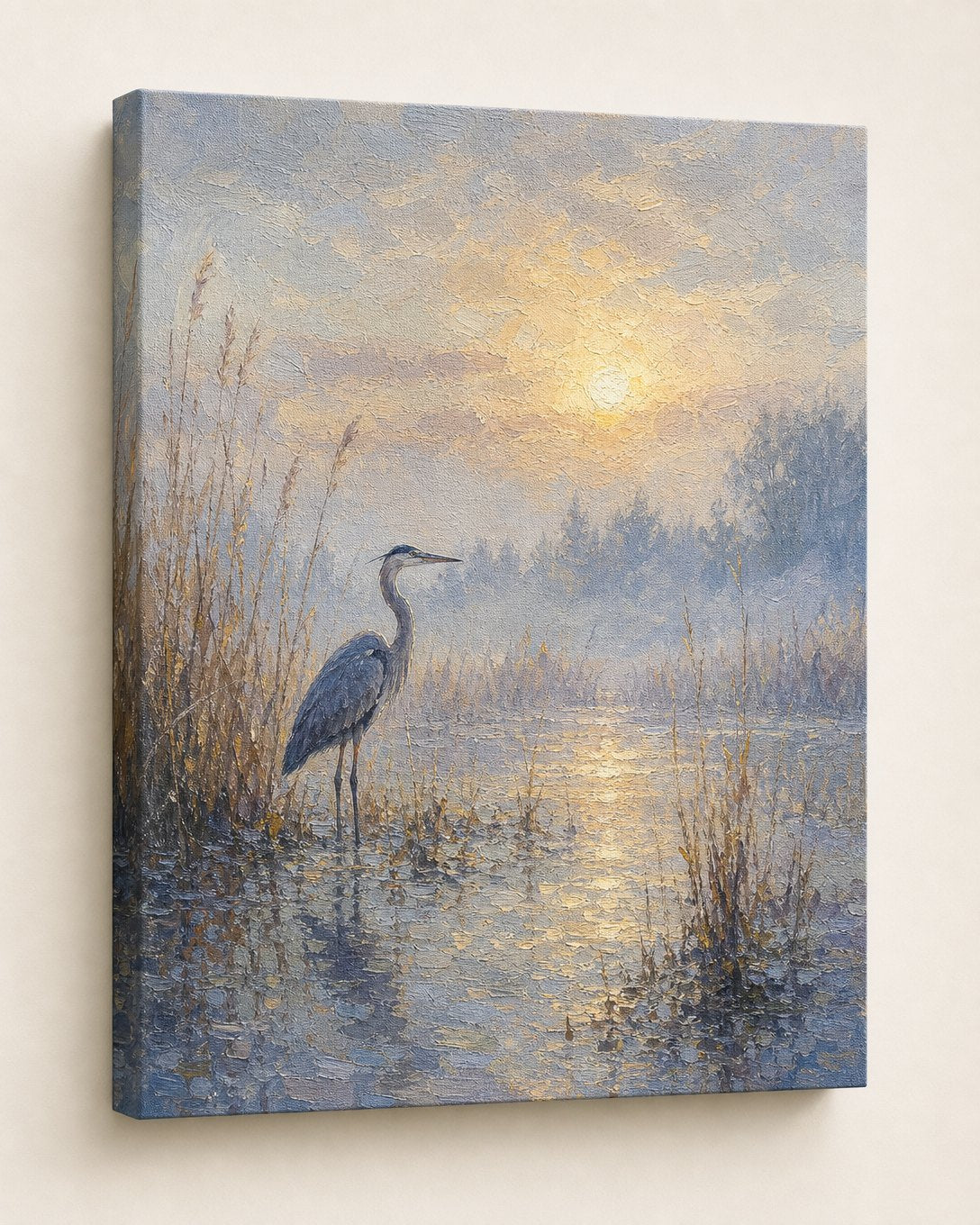Heron in the Mist Canvas, image 1