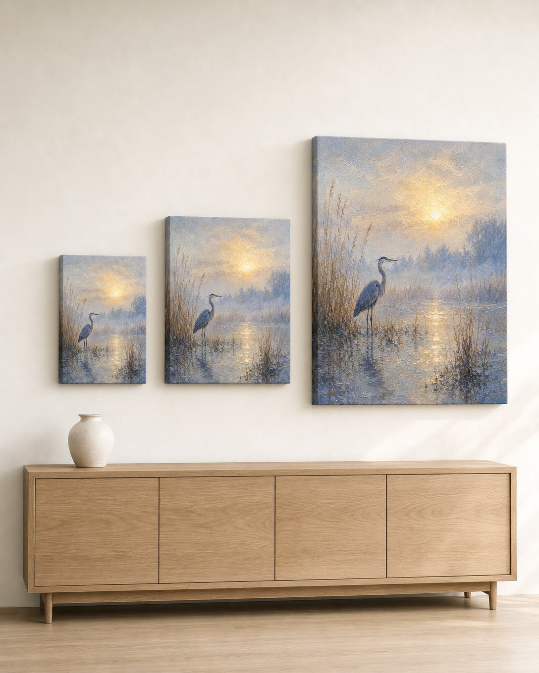 Heron in the Mist Canvas, image 3