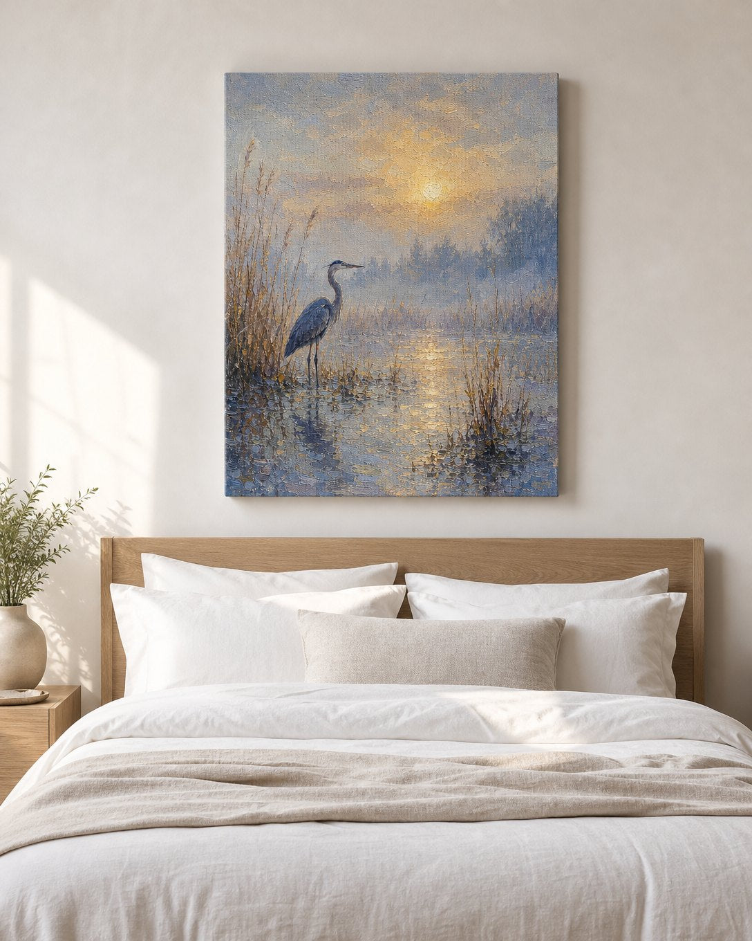 Heron in the Mist Canvas, image 5