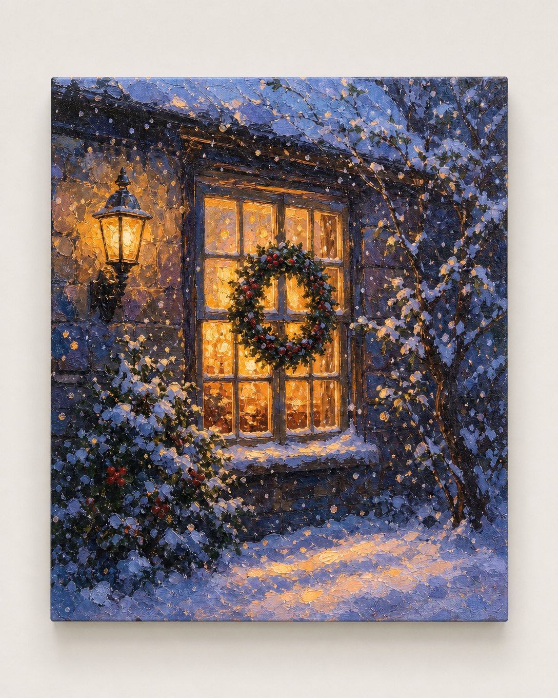 Lamplit Snow Window Canvas, image 2