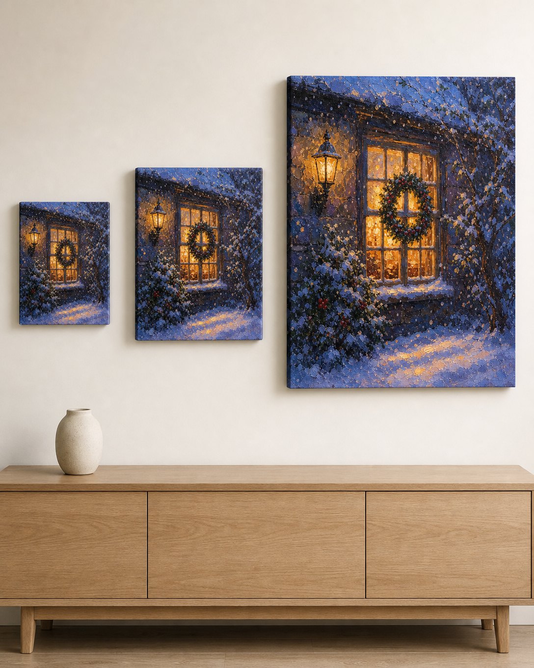 Lamplit Snow Window Canvas, image 3