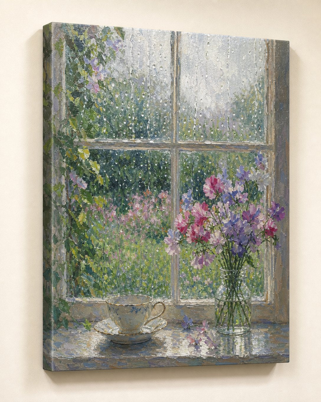 Rain on the Garden Window Canvas, image 1